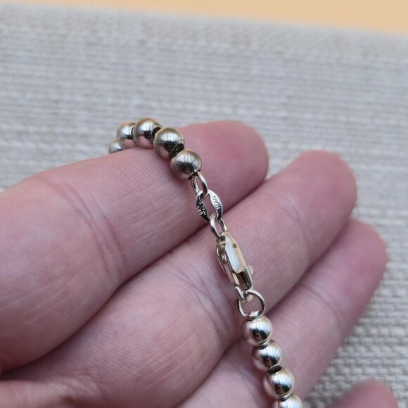 7 Inch Sterling Silver Bright Orbs Unisex Bracelet A5830 - Picture 3 of 5